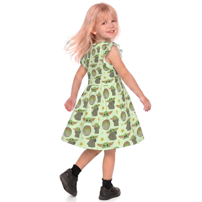 Disney Girls Ruffle Dress, Kids Outfits, Toddler Twirl Dress, Din Grogu Green Dress, The Mandalorian, Star Wars Costume, Baby Yoda Apparel