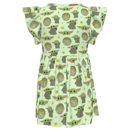 Disney Girls Ruffle Dress, Kids Outfits, Toddler Twirl Dress, Din Grogu Green Dress, The Mandalorian, Star Wars Costume, Baby Yoda Apparel