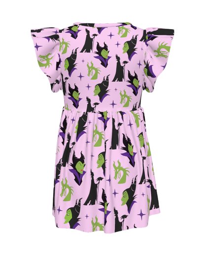 Maleficent Girls Ruffle Dress, Maleficent Purple Pattern Costume