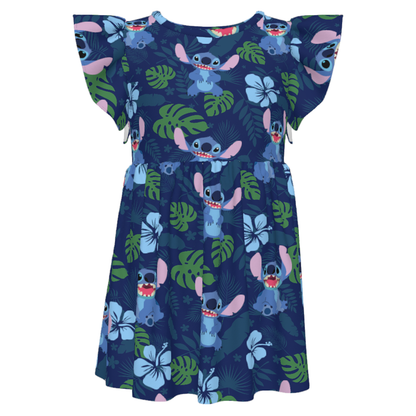 Stitch Tropical Girls Ruffle Dress, Lilo and Stitch Aloha Pattern Costume