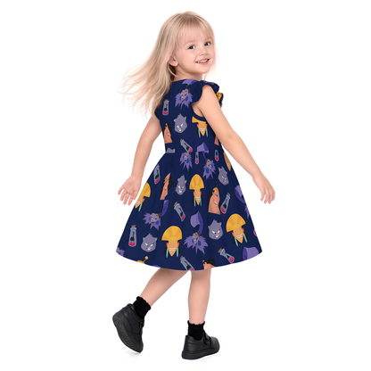 Yzma Cat Kuzco Llama Kronk Girls Ruffle Dress, The Emperor's New Groove Villain Pattern Costume