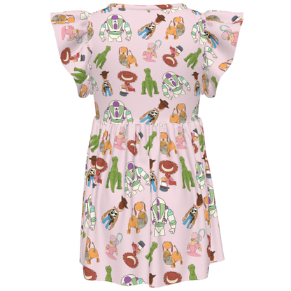 Toy Story Girls Ruffle Dress, Toy Story Pink Pattern Costume