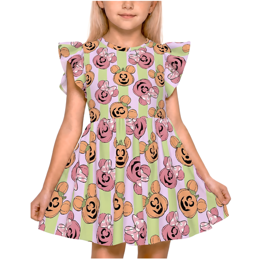 Mickey Pumpkin Girls Ruffle Dress, Mickey Mouse and Friends Pattern Costume