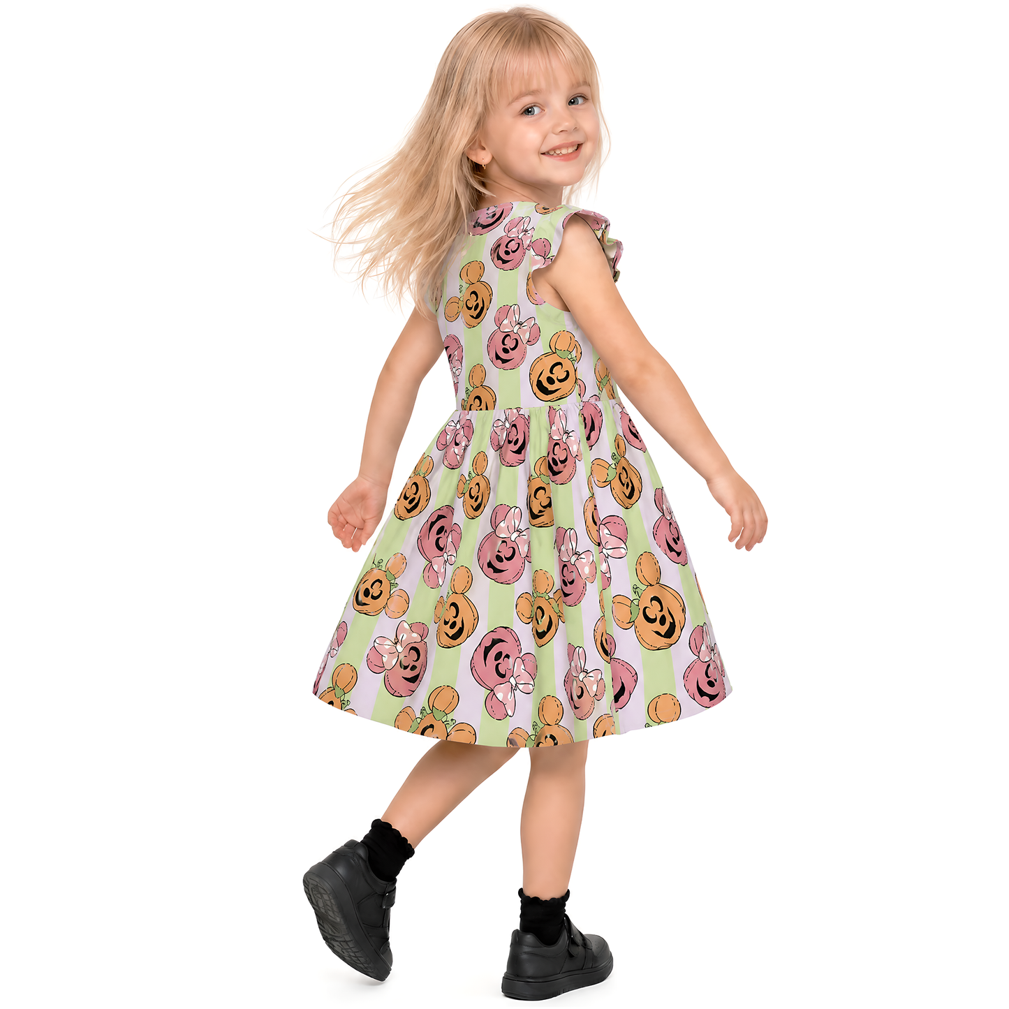 Mickey Pumpkin Girls Ruffle Dress, Mickey Mouse and Friends Pattern Costume