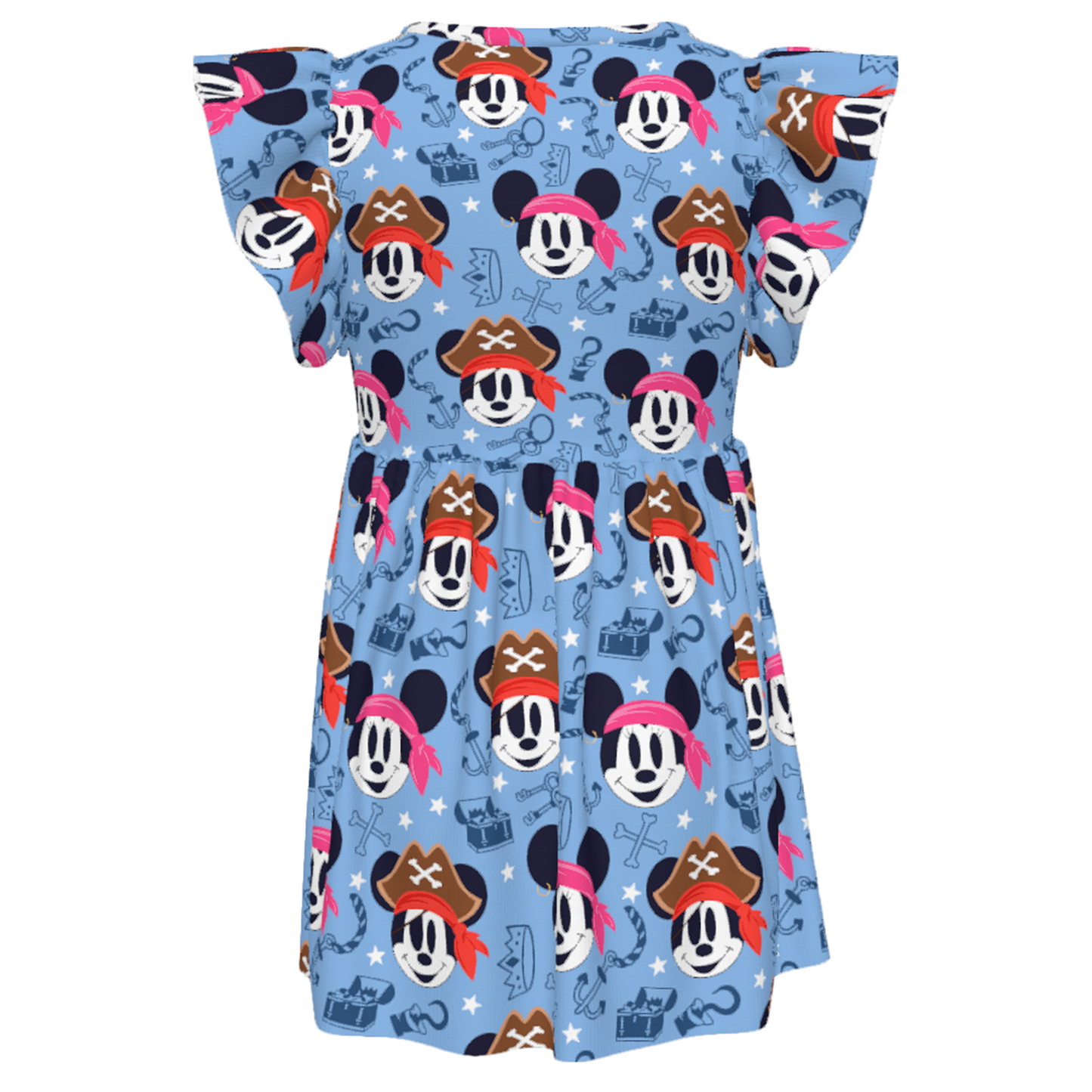 Mickey Pirate Girls Ruffle Dress, Mickey Minnie Pirate Pattern Costume