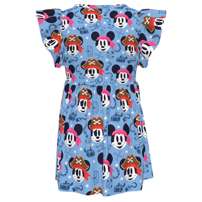 Mickey Pirate Girls Ruffle Dress, Mickey Minnie Pirate Pattern Costume
