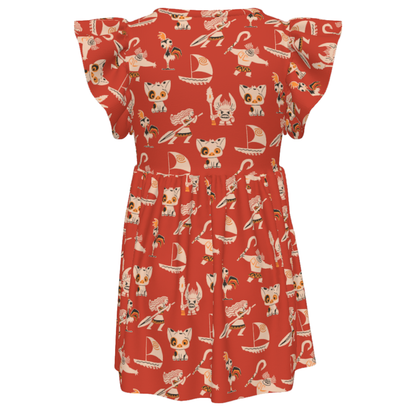 Moana Girls Ruffle Dress, Moana Character Pattern Costume