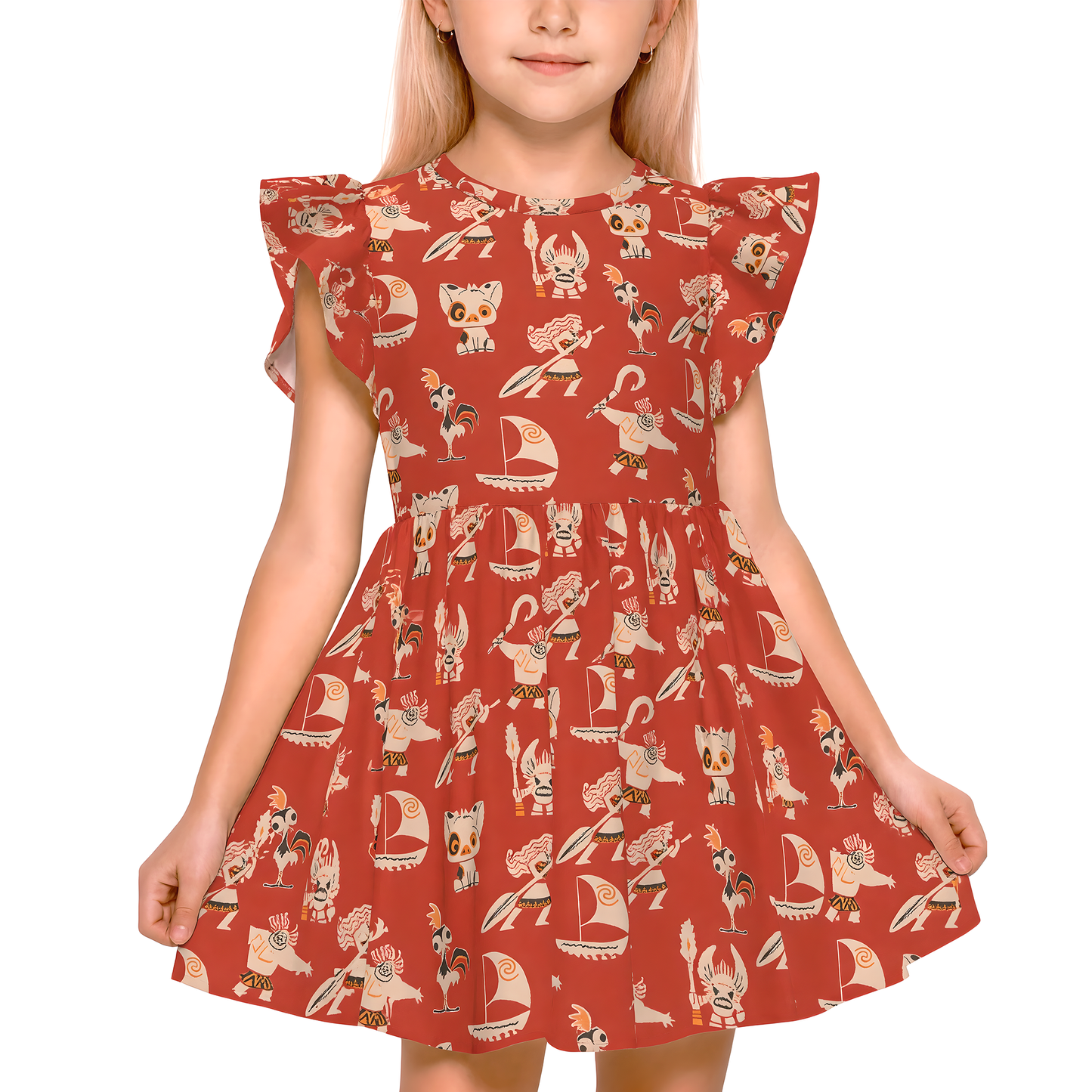 Moana Girls Ruffle Dress, Moana Character Pattern Costume