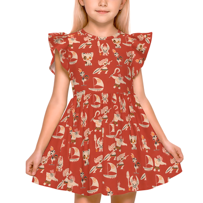 Moana Girls Ruffle Dress, Moana Character Pattern Costume