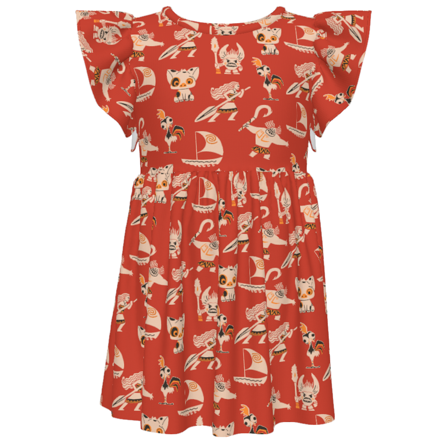 Moana Girls Ruffle Dress, Moana Character Pattern Costume