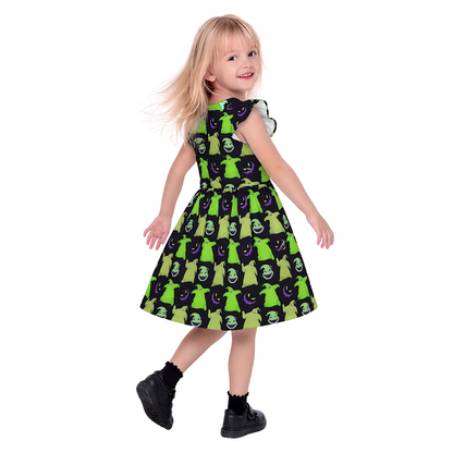 Oogie Boogie Girls Ruffle Dress, Nightmare Before Christmas Pattern Costume