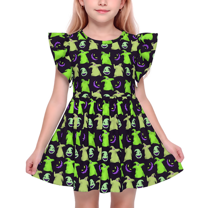 Oogie Boogie Girls Ruffle Dress, Nightmare Before Christmas Pattern Costume