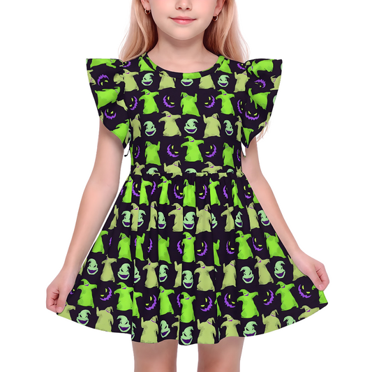 Oogie Boogie Girls Ruffle Dress, Nightmare Before Christmas Pattern Costume