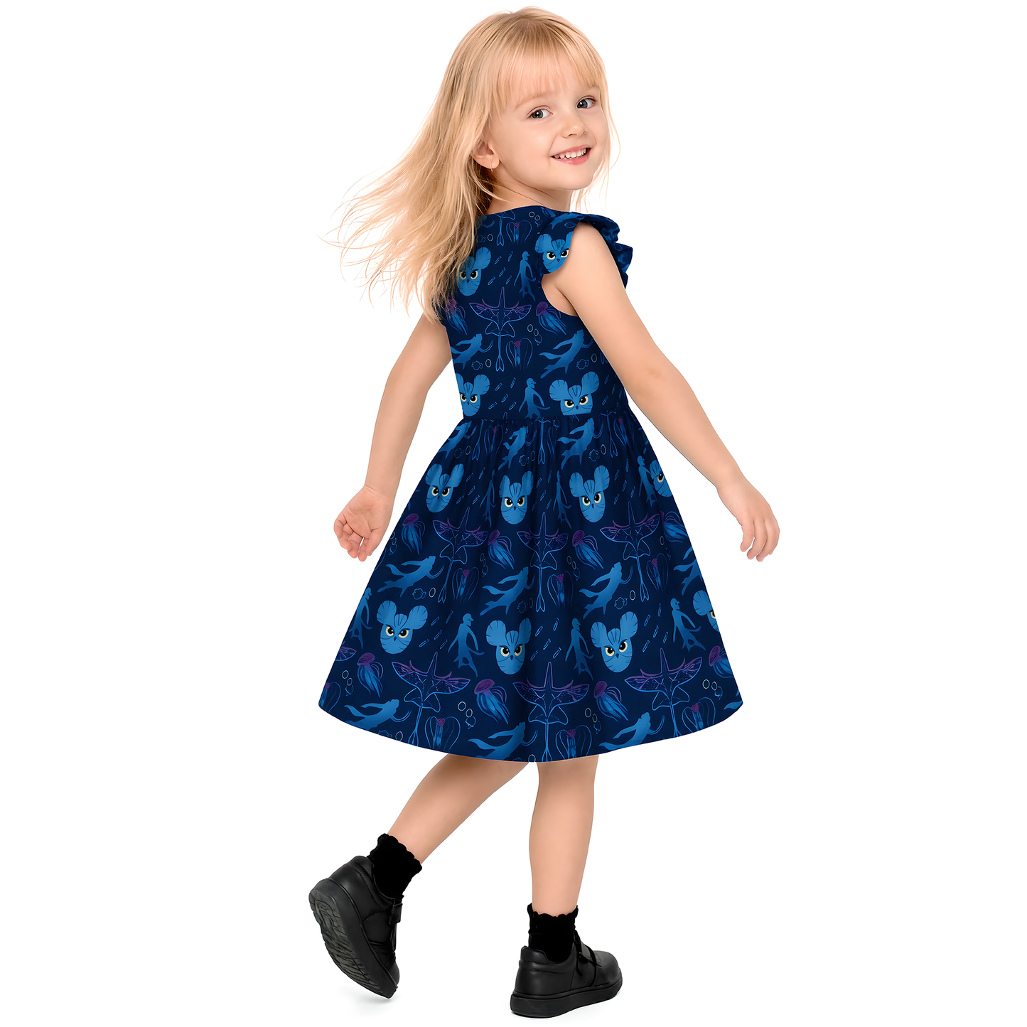 Disney Girl Ruffle Dress, Kids Dress, Toddler Twirl Dress, Disney World Outfit, Animal Kingdom The World of Avatar, Na'vi Pandora Omaticaya