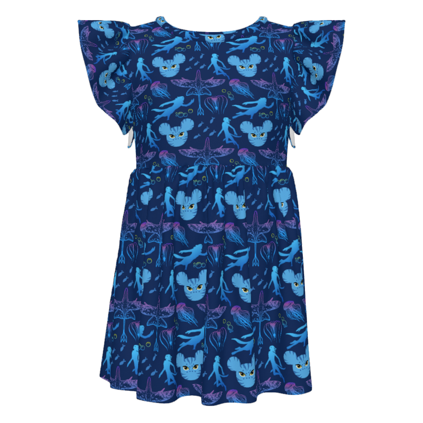 Disney Girl Ruffle Dress, Kids Dress, Toddler Twirl Dress, Disney World Outfit, Animal Kingdom The World of Avatar, Na'vi Pandora Omaticaya