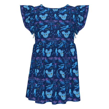 Disney Girl Ruffle Dress, Kids Dress, Toddler Twirl Dress, Disney World Outfit, Animal Kingdom The World of Avatar, Na'vi Pandora Omaticaya
