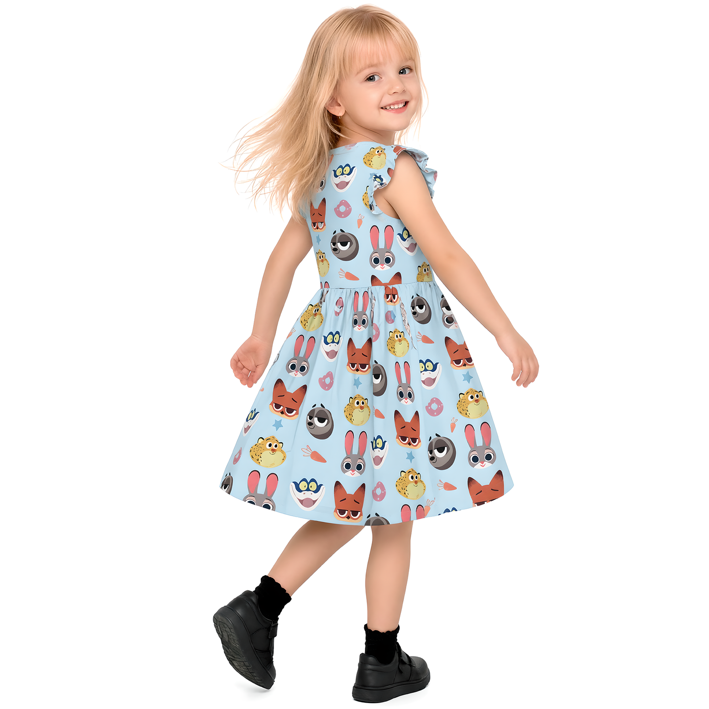Girls Ruffle Dress, Kids Outfits, Toddler Twirl Dress, Cute Nick Wilde Judy Hopps Dress, Zootopia Summer Dress, Disney Park Outfit