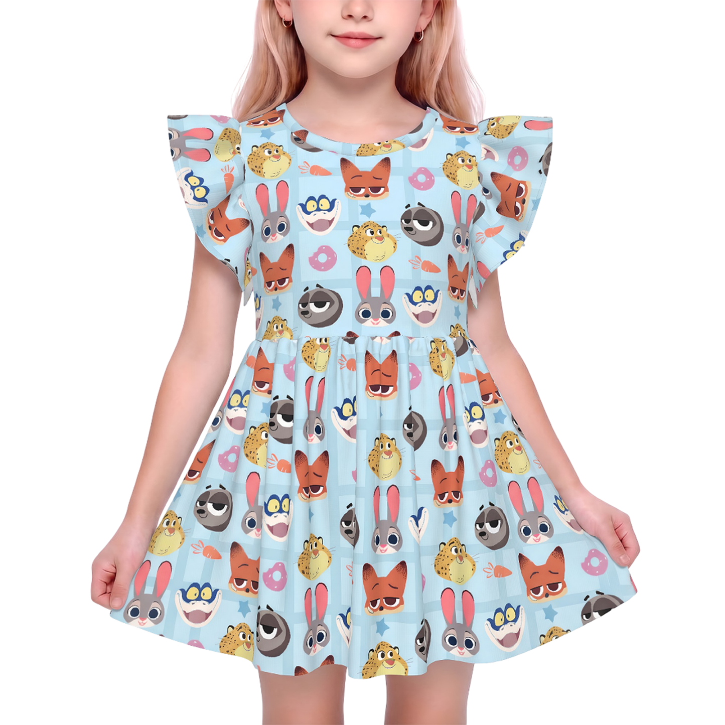 Girls Ruffle Dress, Kids Outfits, Toddler Twirl Dress, Cute Nick Wilde Judy Hopps Dress, Zootopia Summer Dress, Disney Park Outfit