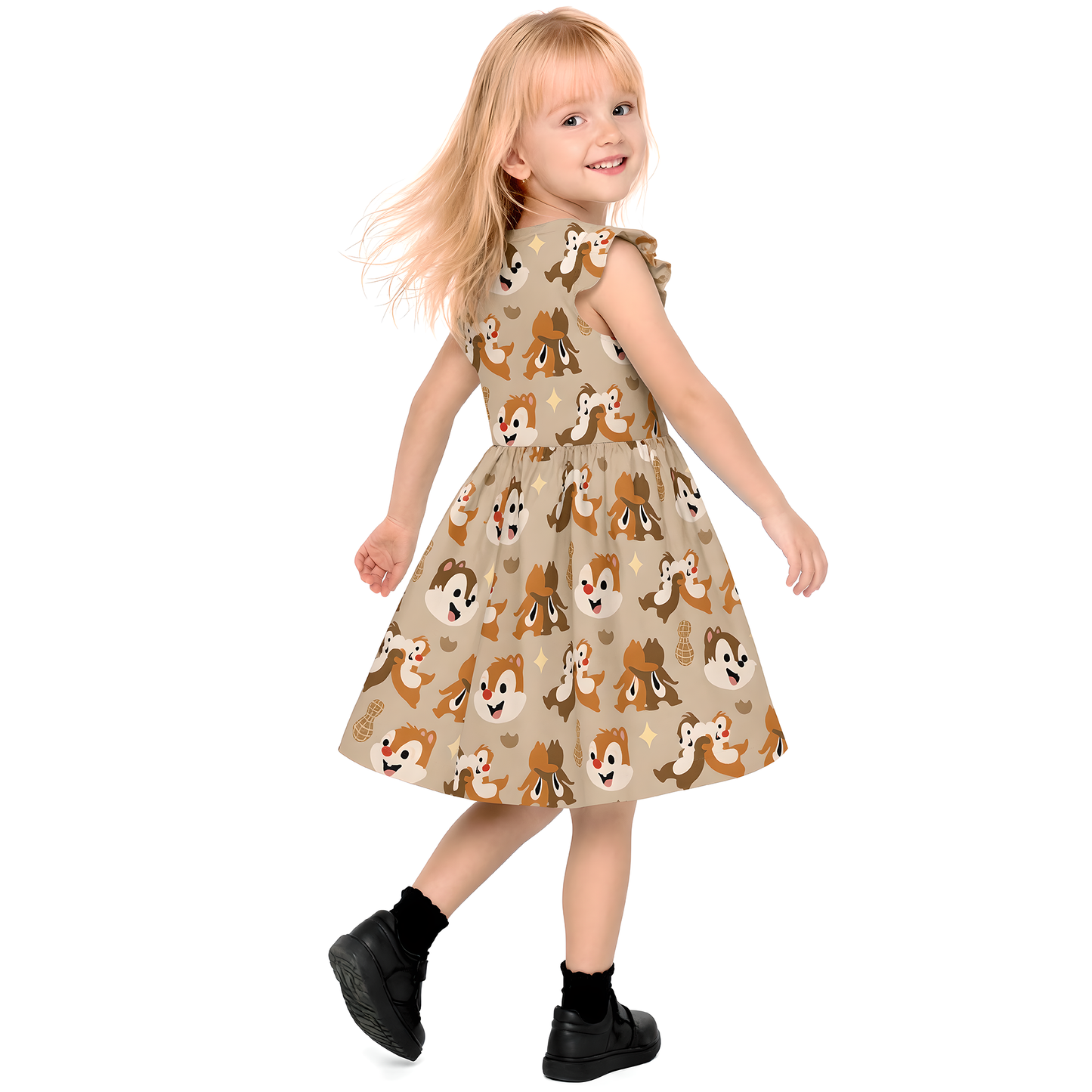 Girls Ruffle Dress, Kids Outfits, Toddler Twirl Dress, Chip N Dale Dress, Double Trouble Outfit, Rescue Rangers Dress, Disney Animal Kingdom