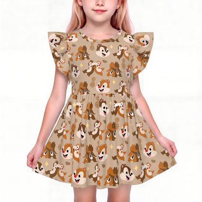 Girls Ruffle Dress, Kids Outfits, Toddler Twirl Dress, Chip N Dale Dress, Double Trouble Outfit, Rescue Rangers Dress, Disney Animal Kingdom