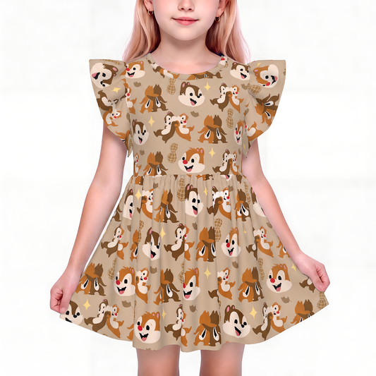 Girls Ruffle Dress, Kids Outfits, Toddler Twirl Dress, Chip N Dale Dress, Double Trouble Outfit, Rescue Rangers Dress, Disney Animal Kingdom