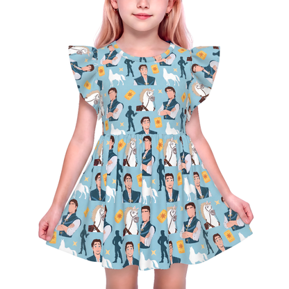 Disney Girls Ruffle Dress, Kids Outfits, Toddler Twirl Dress, Flynn Rider Blue Dress, Tangled Horse, Magic Kingdom, Disney Prince Birthday