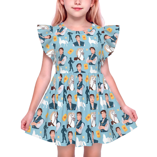Disney Girls Ruffle Dress, Kids Outfits, Toddler Twirl Dress, Flynn Rider Blue Dress, Tangled Horse, Magic Kingdom, Disney Prince Birthday