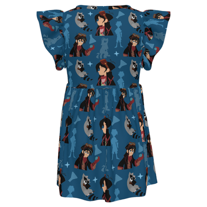 Disney Girls Ruffle Dress, Kids Outfits, Toddler Twirl Dress, Varian Blue Dress, Tangled The Series, Ruddiger Raccoon, Magic Kingdom Dress