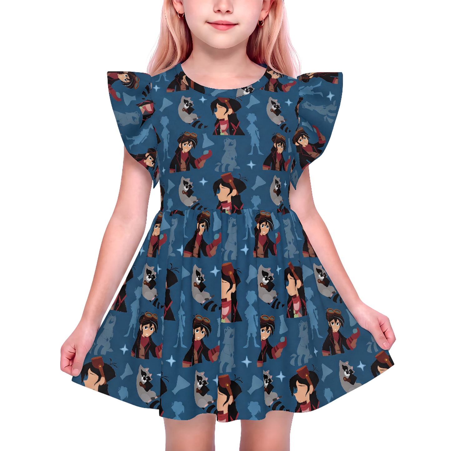 Disney Girls Ruffle Dress, Kids Outfits, Toddler Twirl Dress, Varian Blue Dress, Tangled The Series, Ruddiger Raccoon, Magic Kingdom Dress