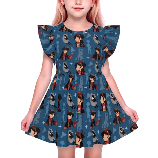 Disney Girls Ruffle Dress, Kids Outfits, Toddler Twirl Dress, Varian Blue Dress, Tangled The Series, Ruddiger Raccoon, Magic Kingdom Dress