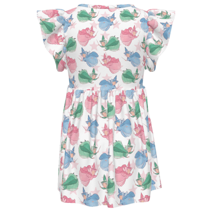 Disney Girls Ruffle Dress, Kids Outfits, Toddler Twirl Dress, Fairy Godmother Dress, Sleeping Beauty Outfit, Flora, Fauna, and Merryweather