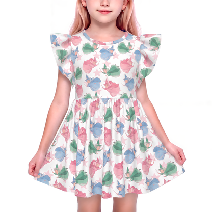 Disney Girls Ruffle Dress, Kids Outfits, Toddler Twirl Dress, Fairy Godmother Dress, Sleeping Beauty Outfit, Flora, Fauna, and Merryweather