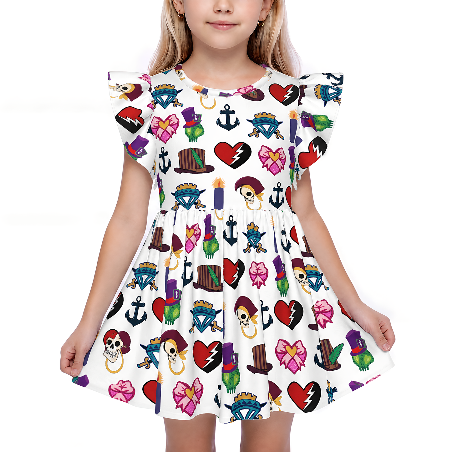 Halloween Disney Girls Ruffle Dress, Toddler Twirl Dress, Kids Dress, Birthday Girl Outfit, Descendants Wicked Wonderland Symbol Costume