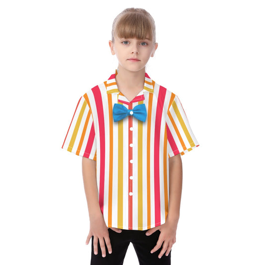 Bert Mary Poppins Button Up Kids Shirt, Retro Vertical Stripe Pattern, Disney Vintage Musical Cosplay, Summer Hawaiian Costume, Beach Outfit