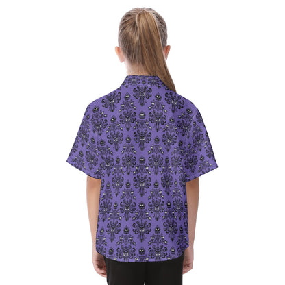 Haunted Mansion Kid Shirt, Halloween Button Up Cosplay, Disneyland Park Costume, Disney World Magic Kingdom Outfits, Summer Vacation T-shirt