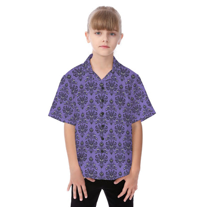 Haunted Mansion Kid Shirt, Halloween Button Up Cosplay, Disneyland Park Costume, Disney World Magic Kingdom Outfits, Summer Vacation T-shirt