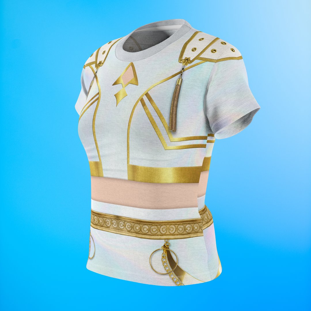 K-Pop White Golden Women's Shirt, Kpop IdoI Girl Group Inspired Cosplay Costume