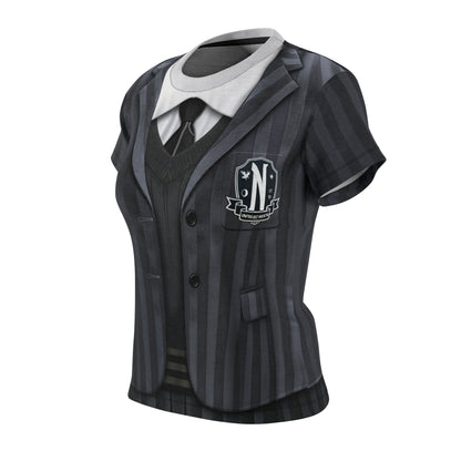 Addams Daughter Women's Shirt, Retro Black School Uniform Costume
