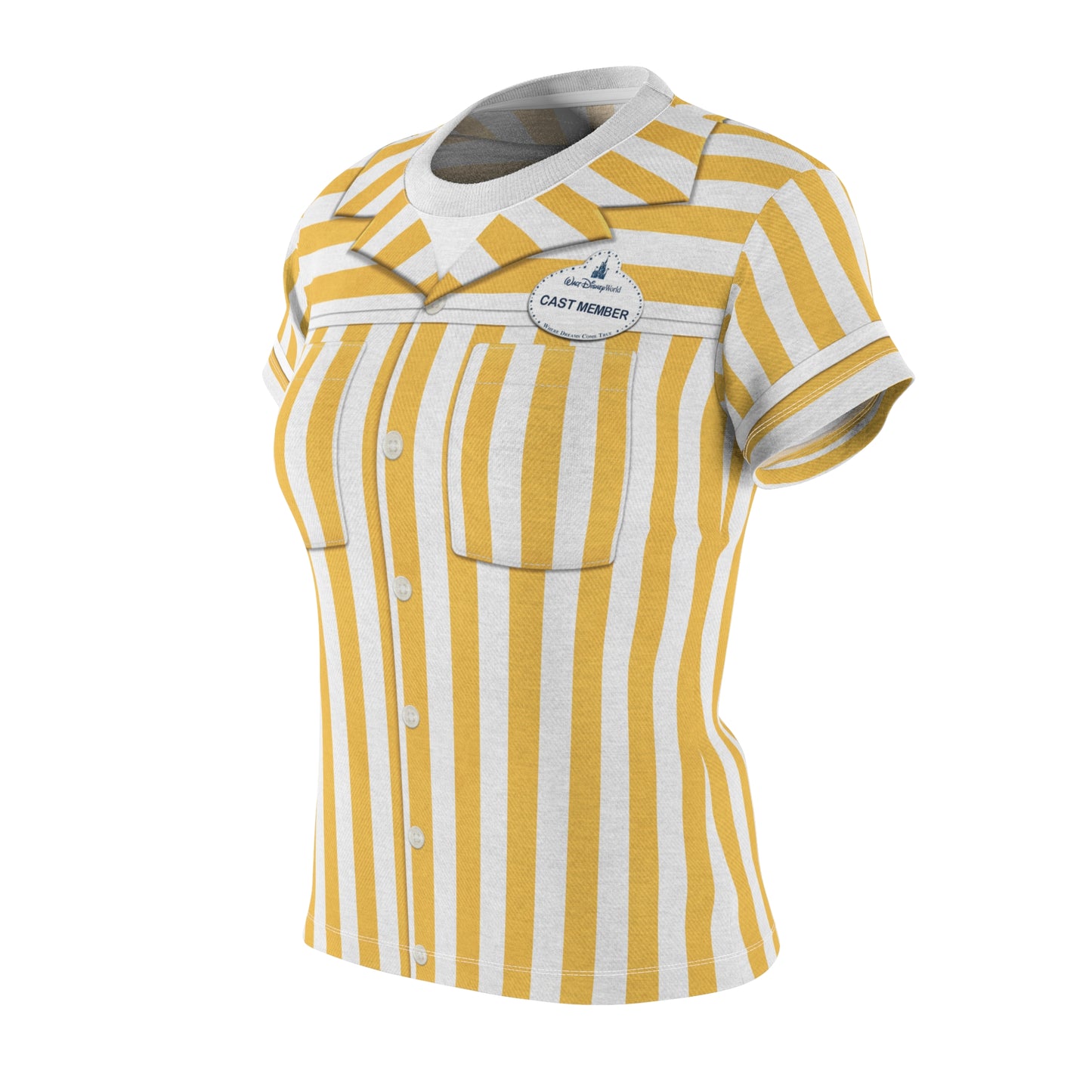 Disney Parking Cast Member Yellow Strip Shirt, Disney Cast Member Costume