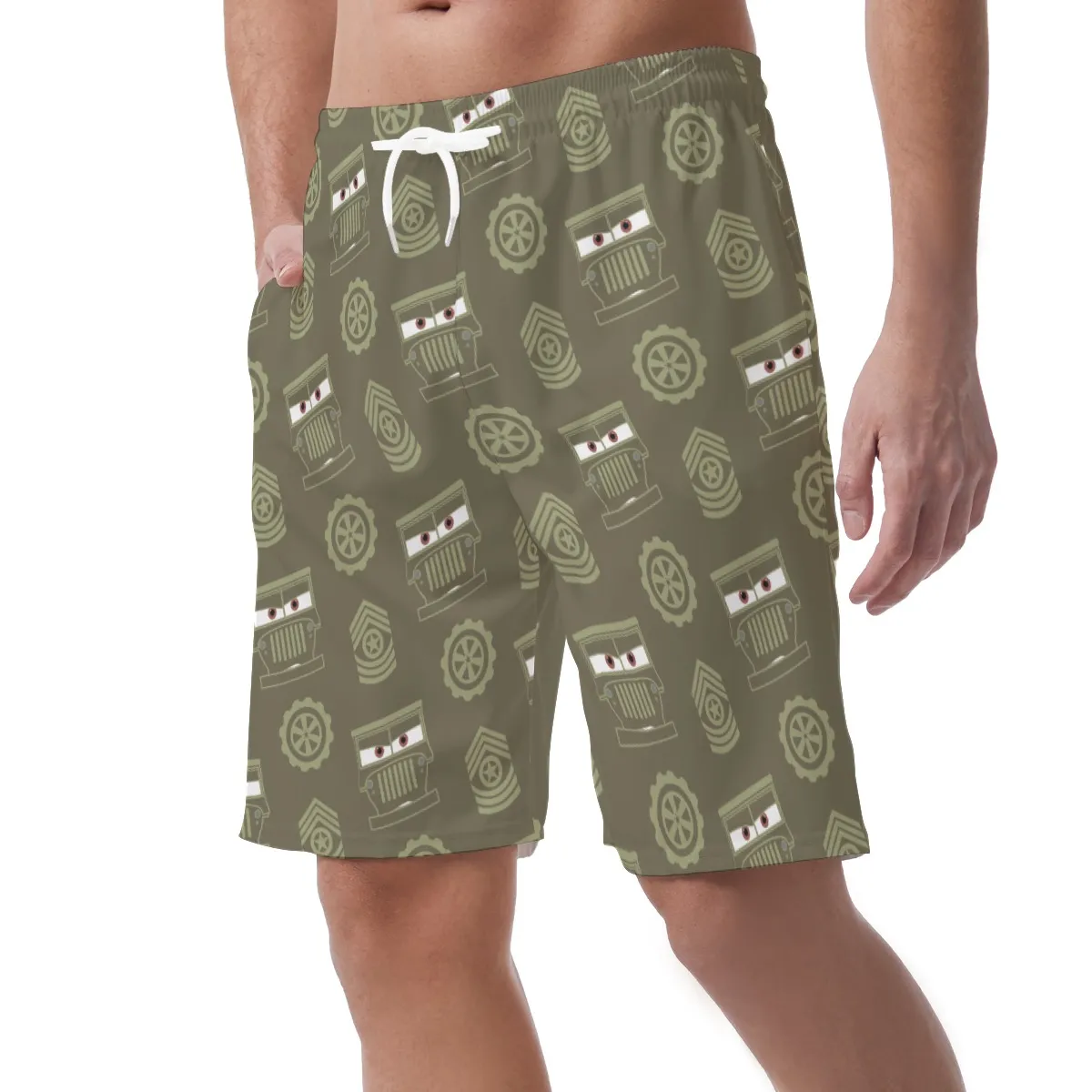 Sarge Shorts Pants, Pixar Cars Costume, Easy Shorts, Elastic Waistband Shorts, Disney Shorts, Mens Disney Shorts, Disney World Shorts, Disneyland Shorts