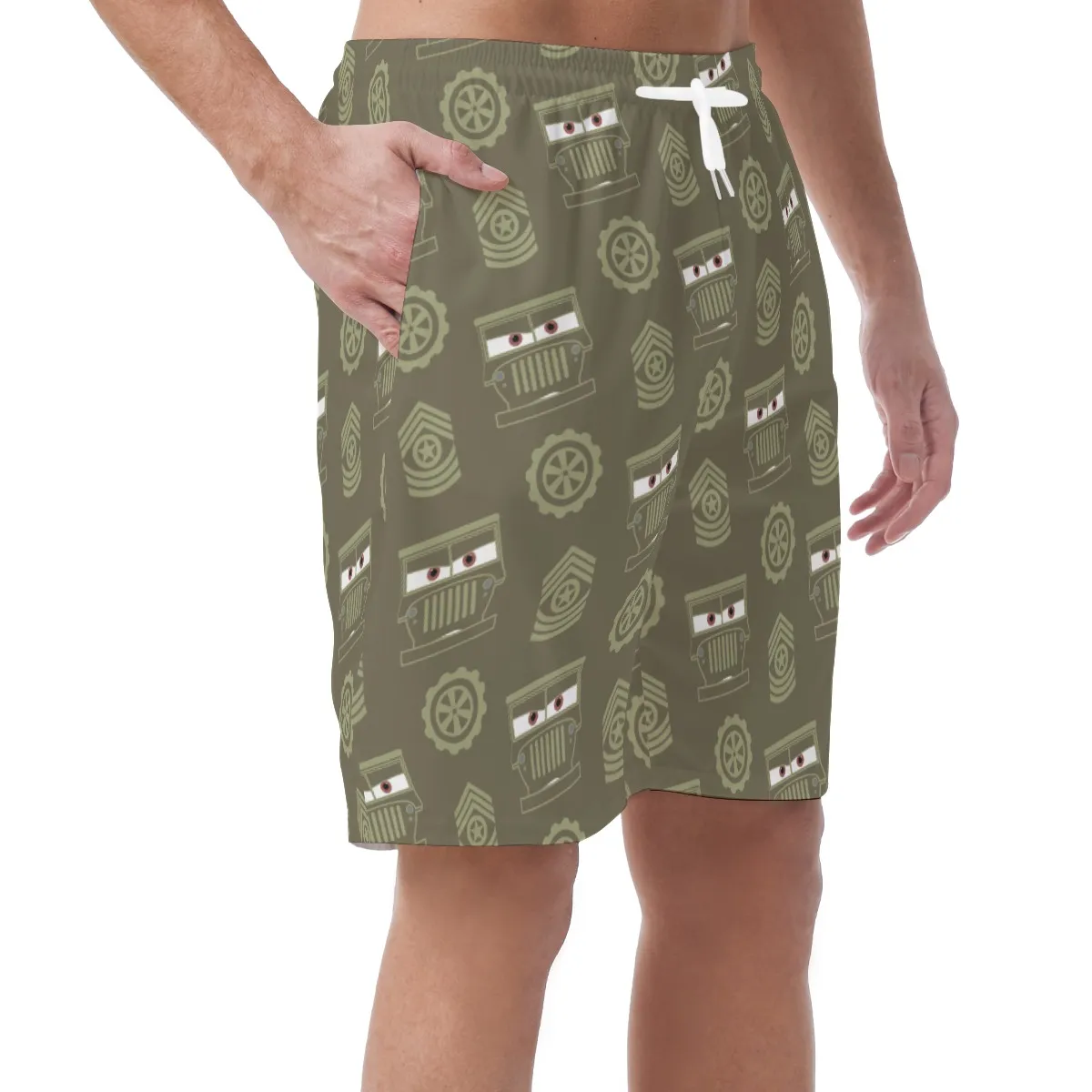 Sarge Shorts Pants, Pixar Cars Costume, Easy Shorts, Elastic Waistband Shorts, Disney Shorts, Mens Disney Shorts, Disney World Shorts, Disneyland Shorts