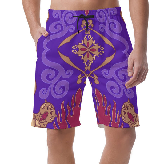 Magic Carpet Short Pants, Persian Carpet Motif Pattern, Aladdin Inspired Cosplay, Easy Shorts, Elastic Waistband, Comfy Halloween Costume