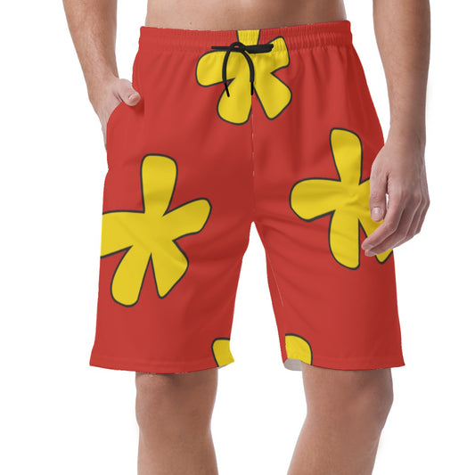 Dale Chipmunk Shorts, Yellow Flower Hawaii Pattern, Chip and Dale Cosplay, Disney Easy Shorts, Elastic Waistband Shorts, Summer Beach Trunk