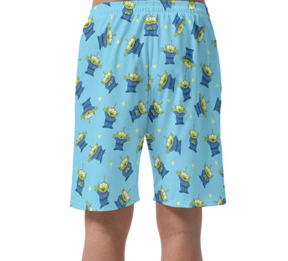 Disney Toy Story Hawaiian Shorts, Aliens Little Green Men, Pixar Character Matching Outfit, Elastic Waistband Shorts, Summer Beach Pants