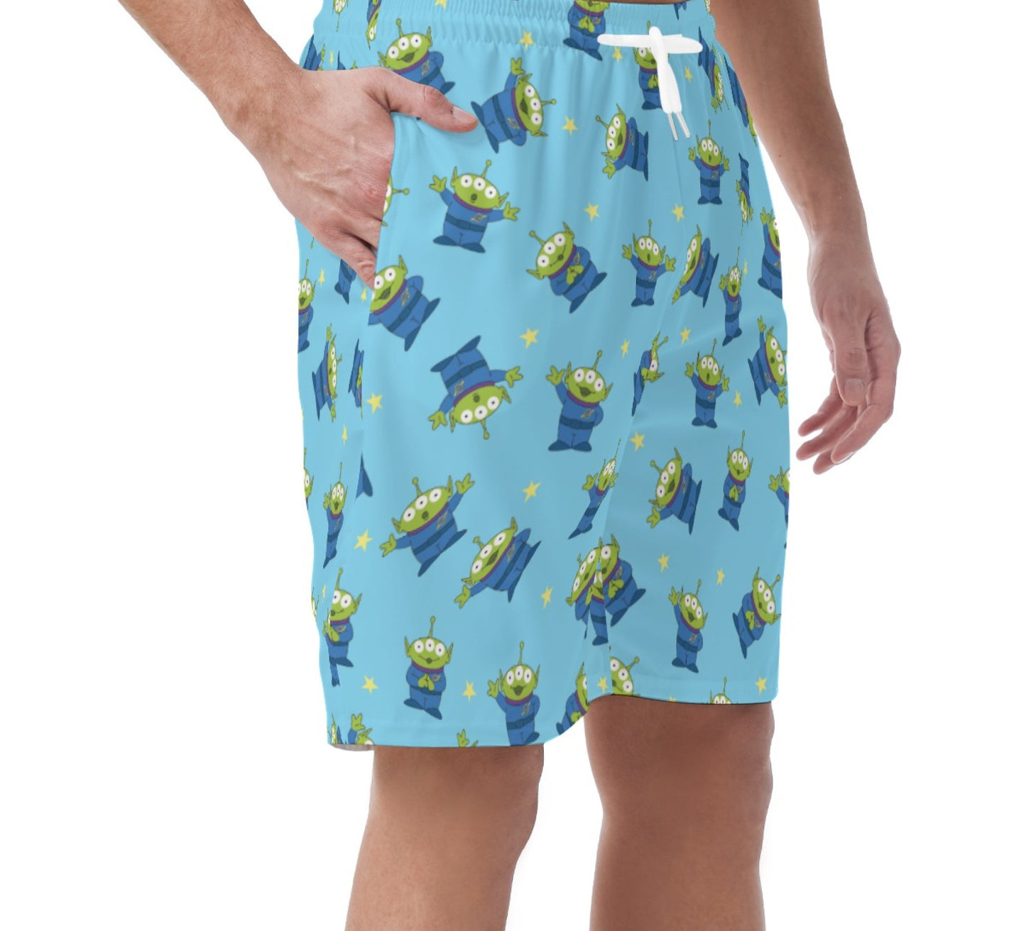 Disney Toy Story Hawaiian Shorts, Aliens Little Green Men, Pixar Character Matching Outfit, Elastic Waistband Shorts, Summer Beach Pants