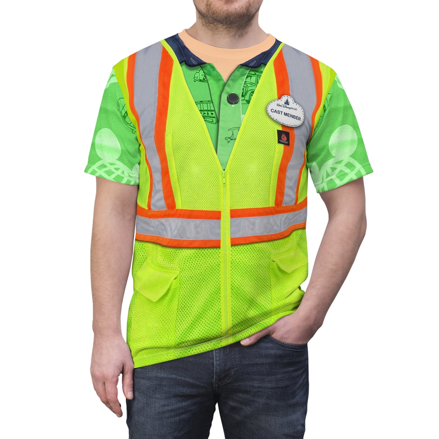 Disney Parking Green Vest Shirt, Disney Cast Member Costume