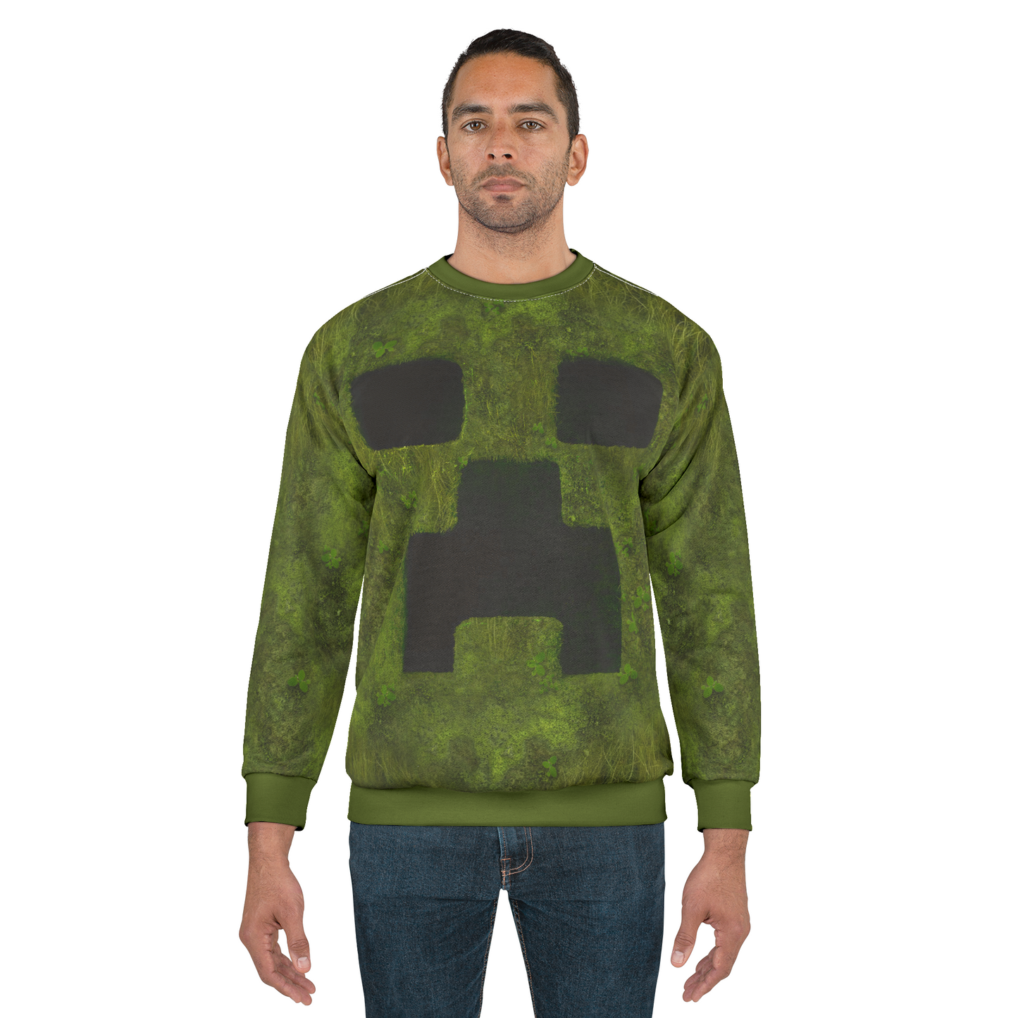 Creeper Face Cosplay Long Sleeve Shirt, The Overworld Game Character Inspired Costume
