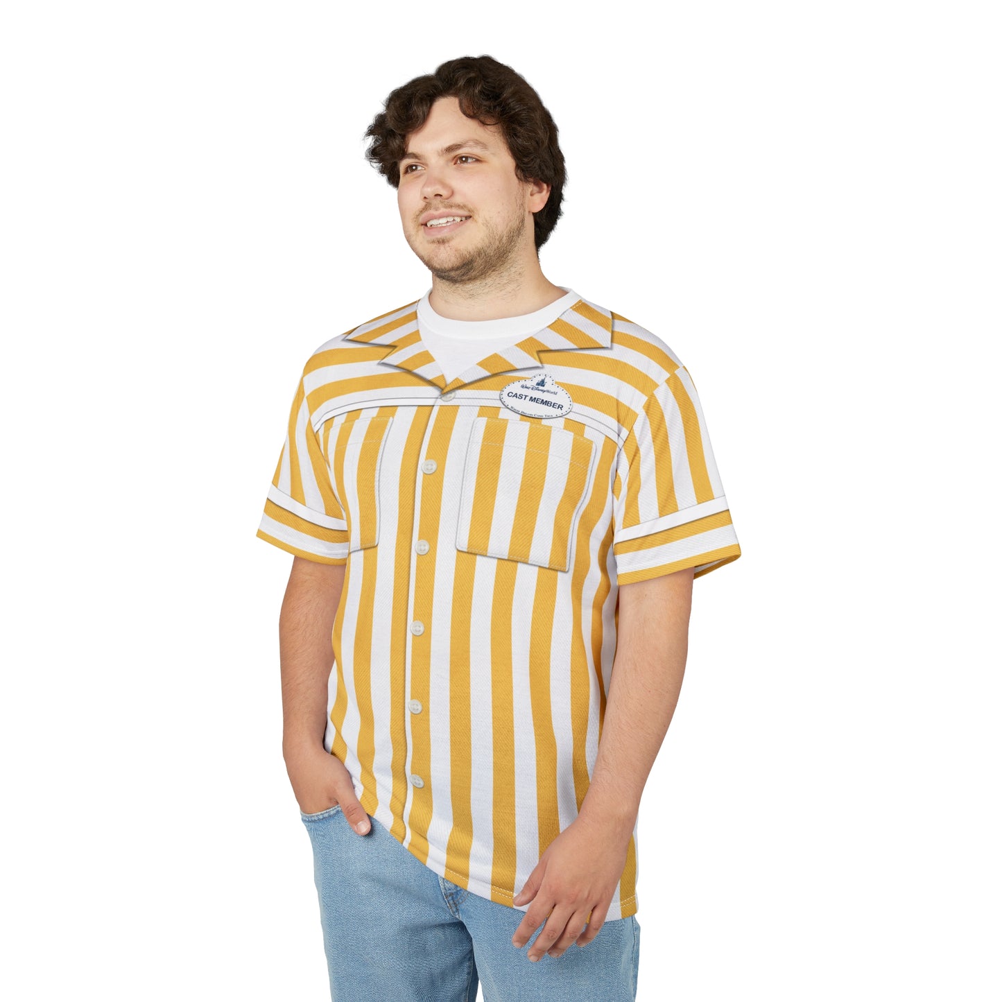 Disney Parking Cast Member Yellow Strip Shirt, Disney Cast Member Costume