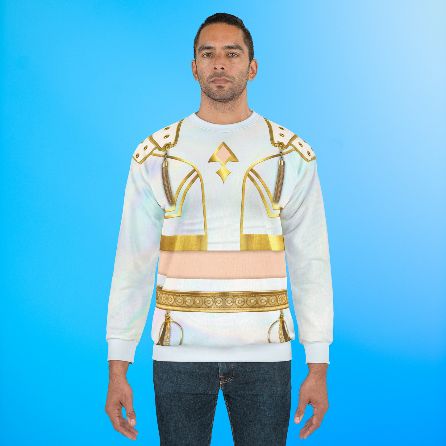 K-Pop White Golden Long Sleeve Cosplay, Kpop IdoI Girl Group Inspired Cosplay Costume