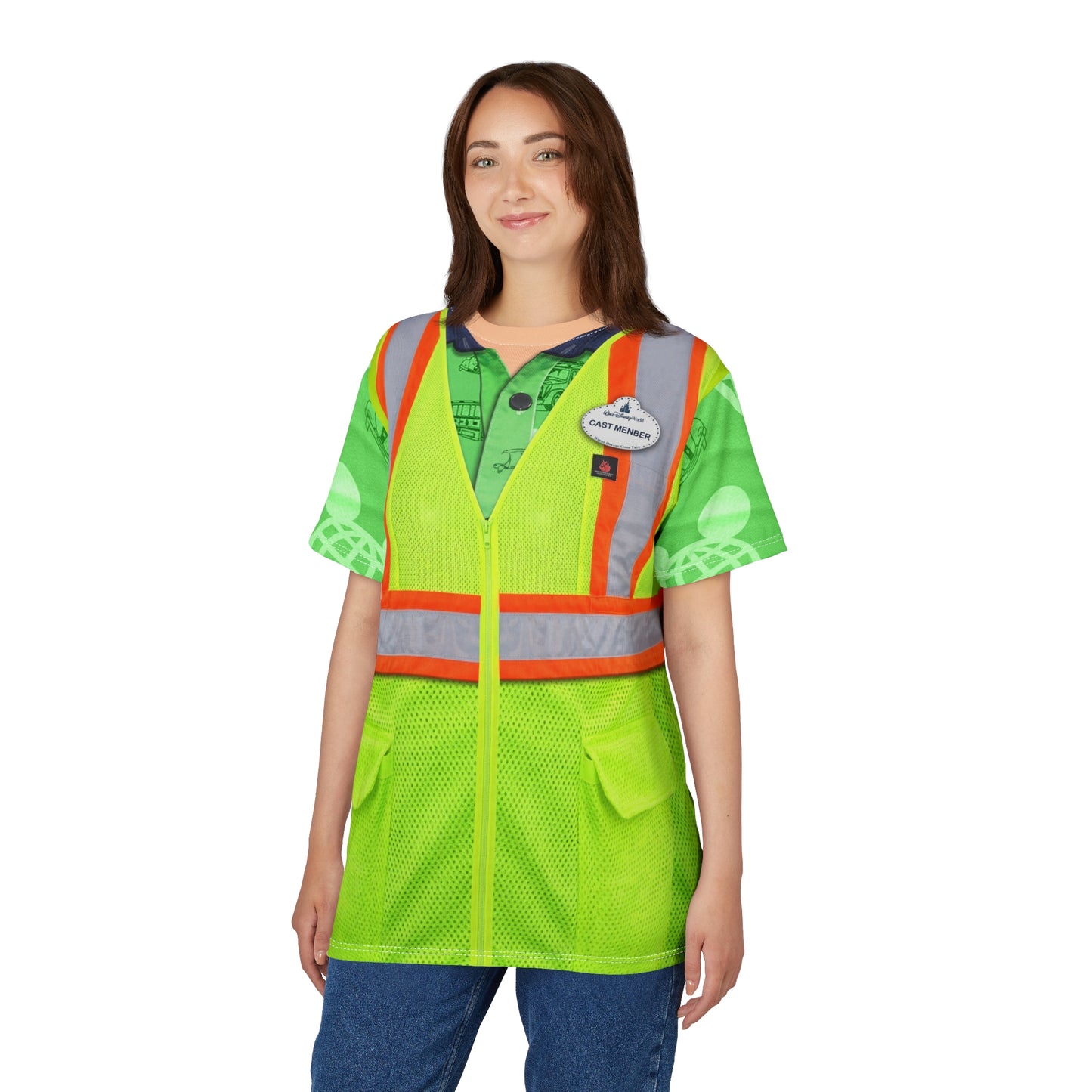 Disney Parking Green Vest Shirt, Disney Cast Member Costume
